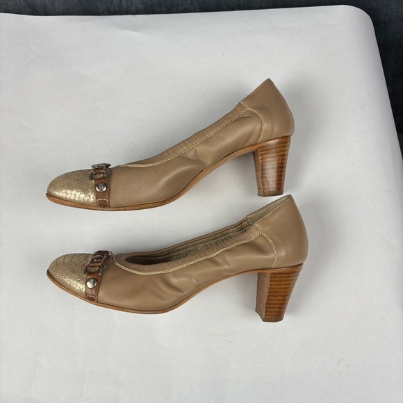 Agl Tan and Gold Heels 2.5” with Classic Elegance Sz38 - Picture 6 of 9